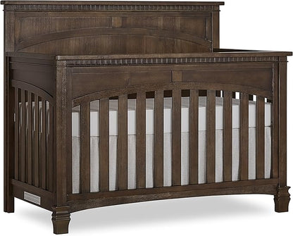 Evolur Santa Fe 5-in-1 Convertible Crib in Antique Brown, Greenguard Gold Certified, Features 3 Mattress Heights, Wooden Nursery and Bedroom Furniture, Baby Crib