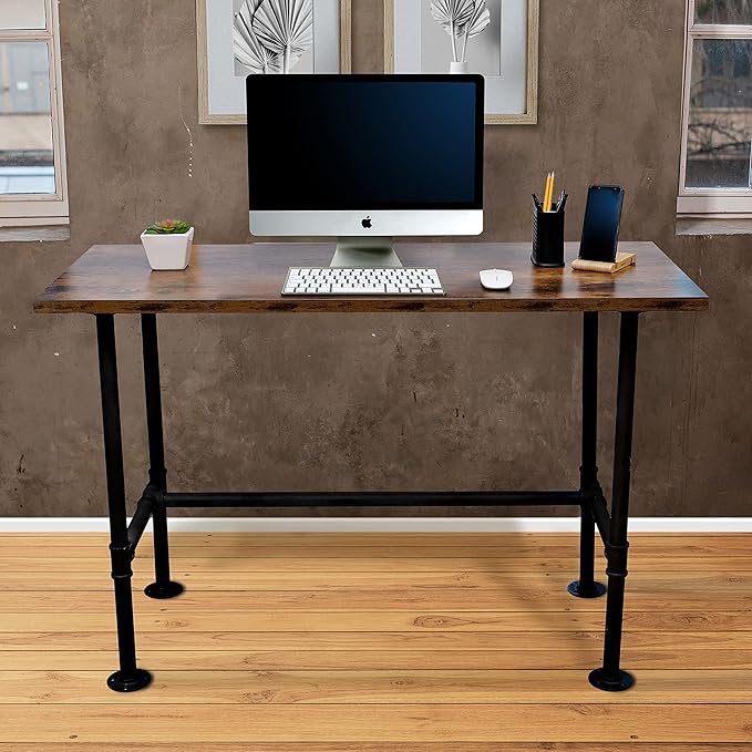 Industrial Pipe Desk Work From Home Set Up, Rustic Industrial Desk Home, Rustic Pipe Table With Industrial Pipe Desk Industrial Computer Desk Workstation Metal Industrial Desk Style Modern Study Desk