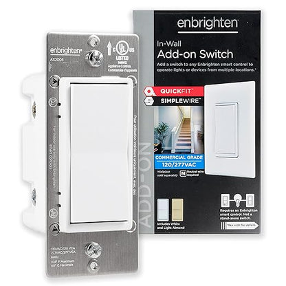 GE Enbrighten Add-On Switch QuickFit and SimpleWire, In-Wall Paddle, Z-Wave ZigBee Wireless Smart Lighting Controls, Latest Version, NOT A STANDALONE Switch, 46199