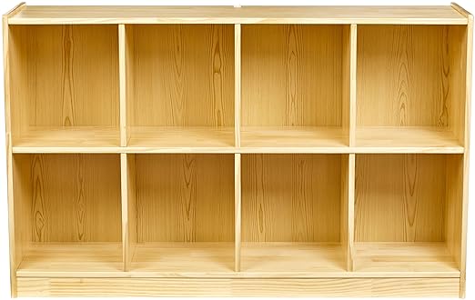 Amazon Basics Backpack Storage Cubby, 8-Compartment, Pine Wood, 13" D x 30" W x 48" H