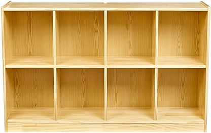 Amazon Basics Backpack Storage Cubby, 8-Compartment, Pine Wood, 13" D x 30" W x 48" H
