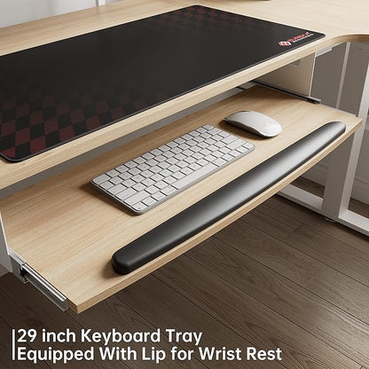 EUREKA ERGONOMIC Standing Desk Adjustable Height 61" Electric Sit Stand Computer Desk L Shaped with Keyboard Tray,Monitor Stand &LED, Dual Motor Memory Presets Sit to Desk Adjustable Desk, Right/Maple