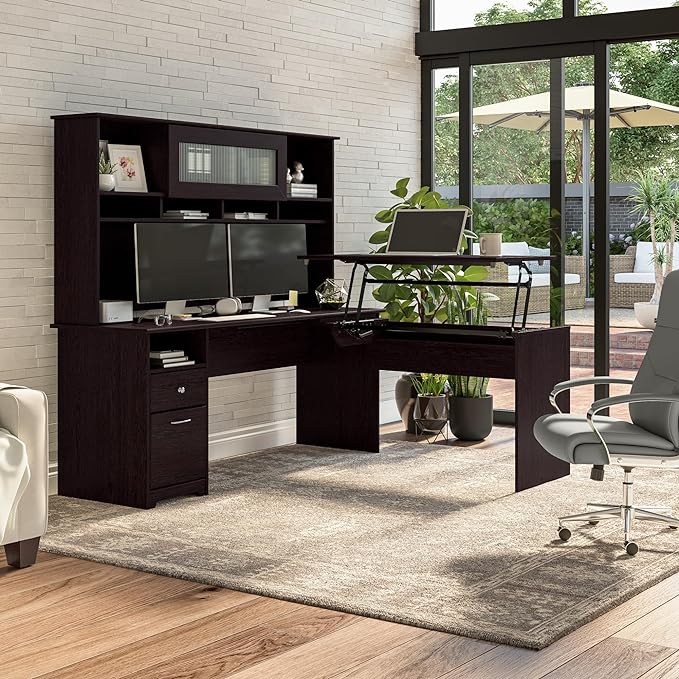 Bush Furniture Cabot 72W Computer Desk with Drawers in Espresso Oak