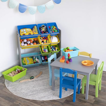 Humble Crew Toy Storage Organizer, Grey/Blue/Green/Yellow 34x11x31 inches,12x9x6 inches,16xx12x6 inches