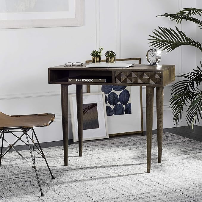 Safavieh Home Office Zinnia Modern Walnut Brown 1-drawer Desk