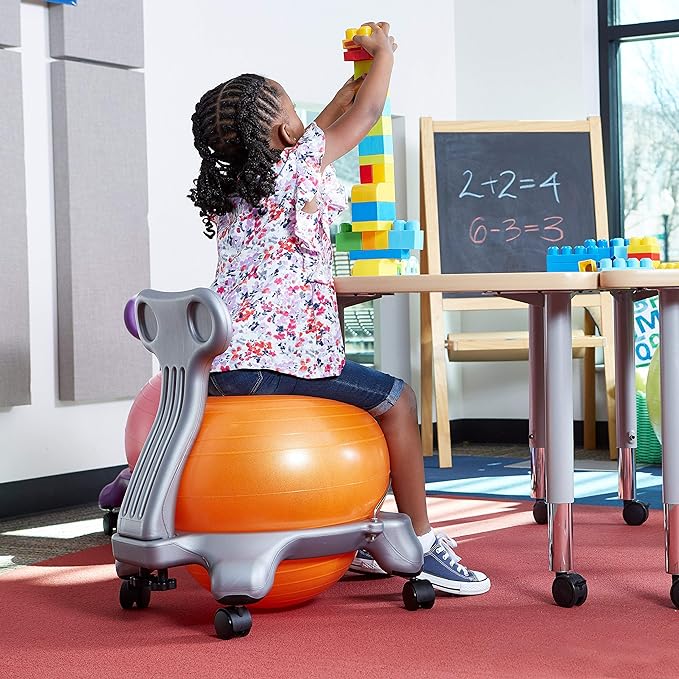 Gaiam Kids Balance Ball Chair - Classic Children's Stability Ball Chair, Alternative School Classroom Flexible Desk Seating for Active Students with Satisfaction Guarantee, Blue/Green