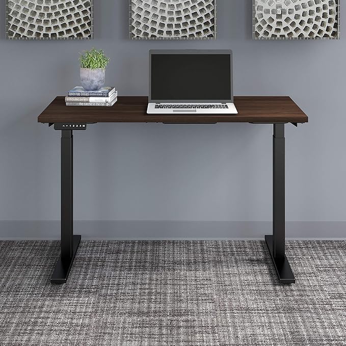 Bush Business Furniture Move 60 Electric Ergonomic Sit-Stand Computer Table for Home and Professional Office, 48W x 24D, Black Walnut