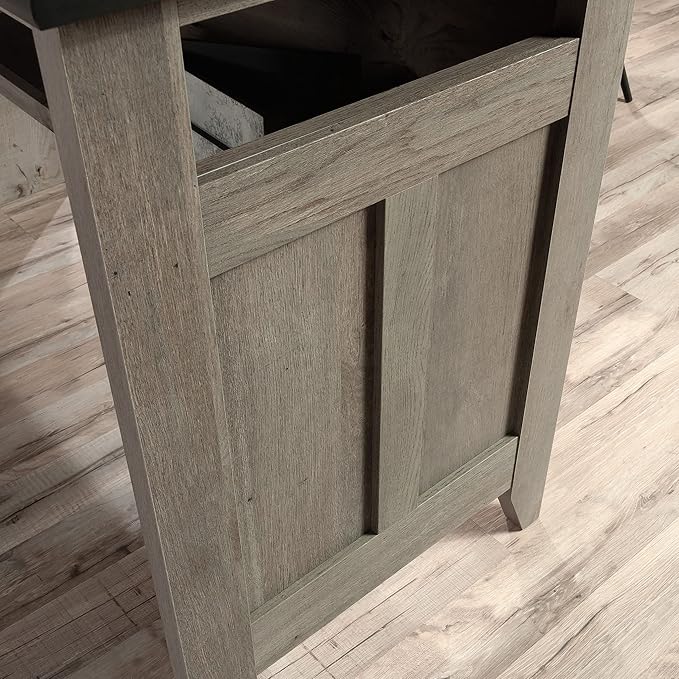 Sauder August Hill L-Shaped Home Office Desk, L: 59.06" x W: 58.74" x H: 29.25", Mystic Oak finish