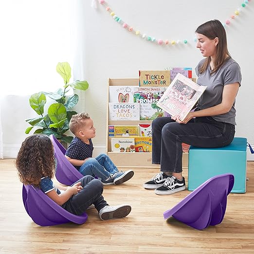 ECR4Kids Leaf Floor Seat, Rocker Chair, Purple, 6-Piece