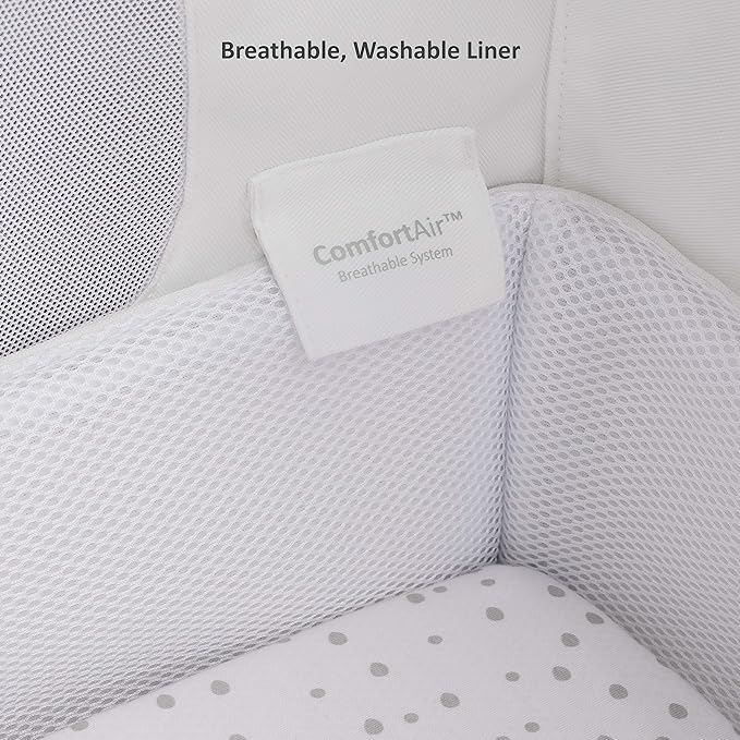 SnuzPod4, Bassinet Bedside Sleeper - Safe and Comfortable Baby Crib and Bed, 3D Breathable Mattress, Fits Bed with Adjustable Max. Height of 28.5”, Machine Washable Mesh Liner (Natural)