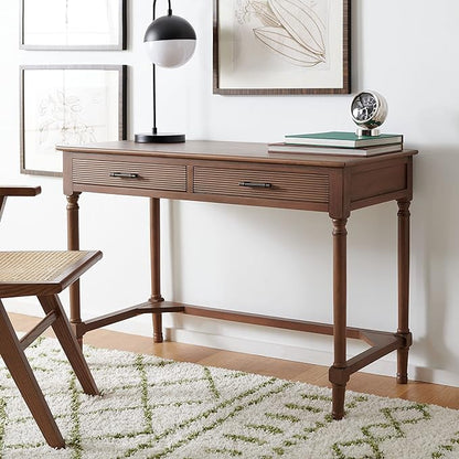 SAFAVIEH Home Collection Mckinlee Distressed White 2-Drawer Computer Office Desk Table DSK5704C, Brown