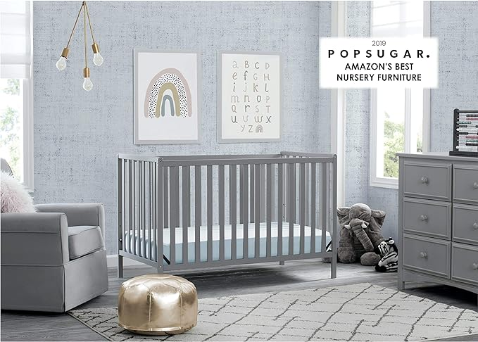 Delta Children Heartland 4-in-1 Convertible Crib - Greenguard Gold Certified, Grey