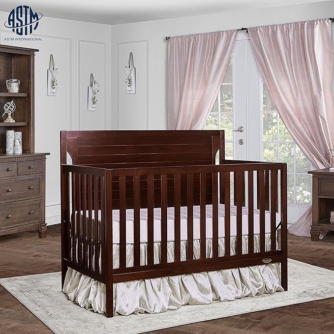 Cape Cod 5-in-1 Convertible Crib in Espresso, Greenguard Gold Certified, 55x30x44.5 Inch (Pack of 1)