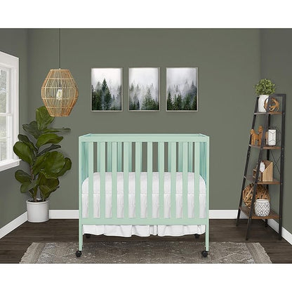 Jett Non-Full Size Folding Convertible Crib, Lightweight Portable Crib, Three Adjustable Mattress Height Settings, Easy to Fold Travel Crib, 1.5” Mattress Pad Included