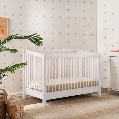 Babyletto Sprout 4-in-1 Convertible Crib with Toddler Bed Conversion Kit in White, Greenguard Gold Certified