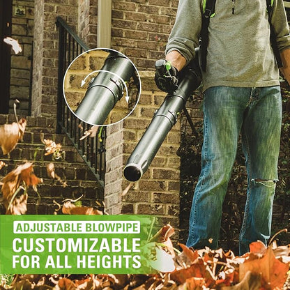 Greenworks 80V (180 MPH / 610 CFM / 75+ Compatible Tools) Cordless Brushless Backpack Blower, 5.0Ah Battery and Rapid Charger Included