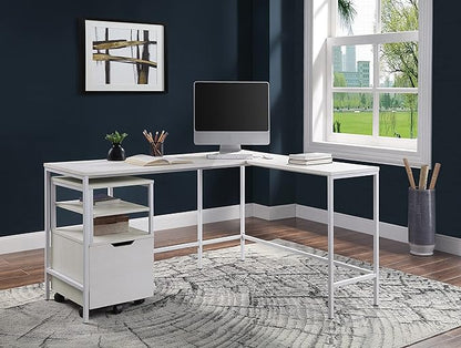 OSP Home Furnishings Contempo L-Shaped Desk, White