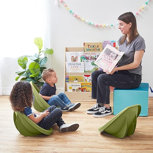 ECR4Kids Leaf Floor Seat, Rocker Chair, Fern Green, 6-Piece