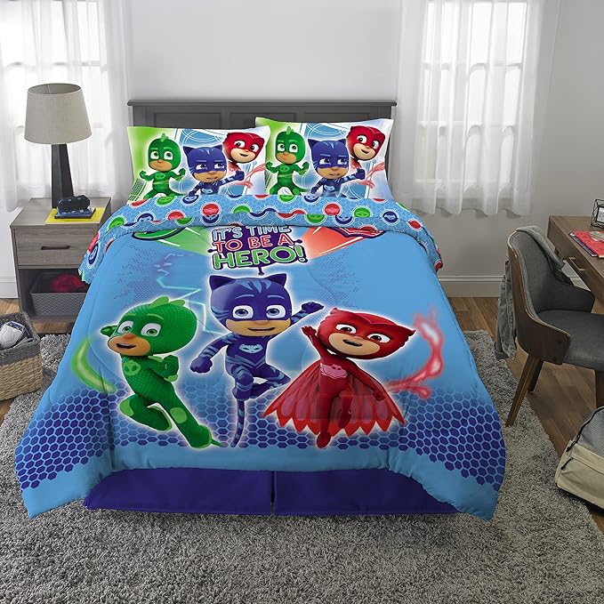 Franco Kids Bedding Super Soft Comforter and Sheet Set, 5 Piece Full Size, PJ Masks