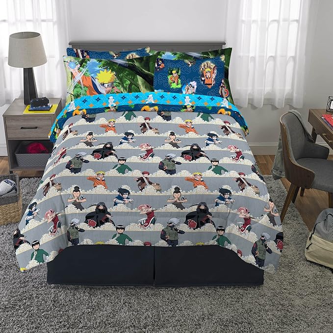 Naruto Anime Bedding Super Soft Comforter and Sheet Set with Sham, 7 Piece Full Size, By Franco