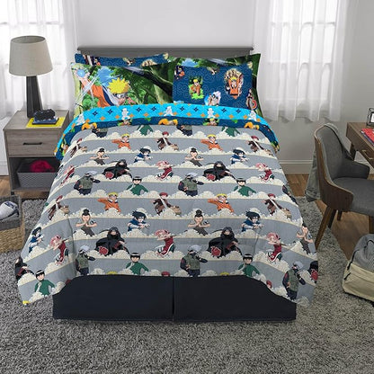 Naruto Anime Bedding Super Soft Comforter and Sheet Set with Sham, 7 Piece Full Size, By Franco
