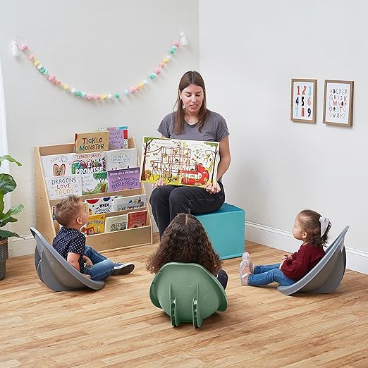 ECR4Kids Leaf Floor Seat, Rocker Chair, Sage/Grey, 6-Piece