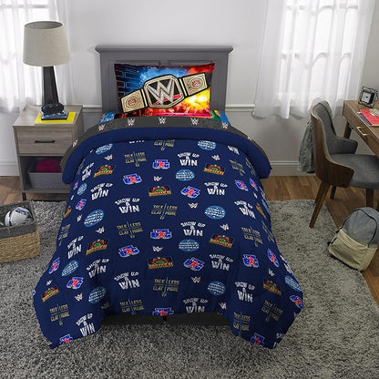 Franco Kids Bedding Super Soft Comforter and Sheet Set, 4 Piece Twin Size, WWE