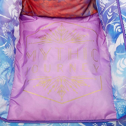 Idea Nuova Frozen 2 Kids Nylon Bean Bag Chair with Piping & Top Carry Handle with Olaf Graphics, Anna & Elsa, Purple, Large