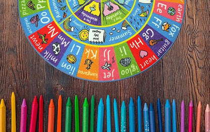 KC Cubs ABC Alphabet, Seasons, Months and Days of The Week Educational Learning & Fun Game Play Area Non Slip Boy & Girl Kids Rug Carpet for Children Bedroom, Toddler Classroom & Baby Playroom Mat