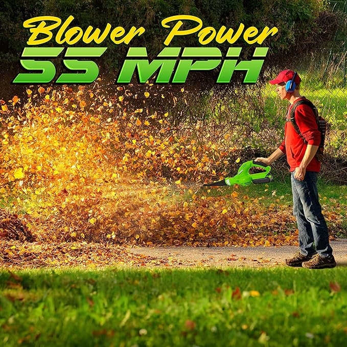 Serenlife Lightweight Cordless Leaf Blower - 18V, 55 MPH Air Speed - Perfect for Decks, Gutter Cleaning, Snow & Small Yards - Rechargeable Battery & Charger Included - Charge Time 4 Hours - Only 5 lbs