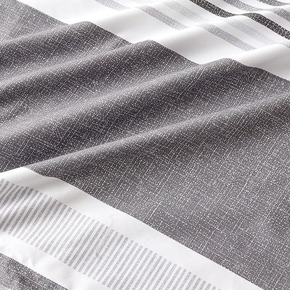 Bedsure King Size Comforter Set - 7 Pieces Grey White Striped Bedding Sets King Bed in A Bag with Comforters King Size, Sheets, Pillowcases & Shams, Bed Sets