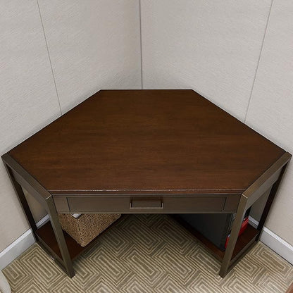 Leick Home Riley Holliday Computer Desk with Dropfront Keyboard Drawer, FURNITURE, Espresso/Gold