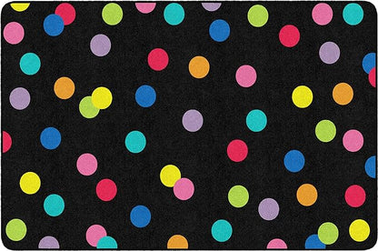 Flagship Carpets Schoolgirl Style Just Teach Rainbow Polka Dots Classroom Area Rug for Indoor Classroom Learning or Kid Bedroom Educational Play Mat, 5'x7'6", Multi
