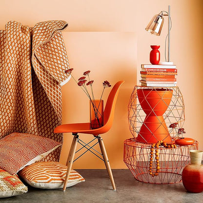 Modway Haste Contemporary Modern Hourglass Accent Stool in Orange
