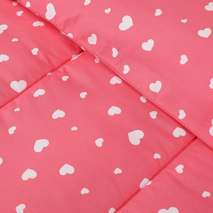 Utopia Bedding All Season Heart Comforter Set with 2 Pillow Cases, 3 Piece Soft Brushed Microfiber Kids Bedding Set for Boys/Girls, Machine Washable (Twin)