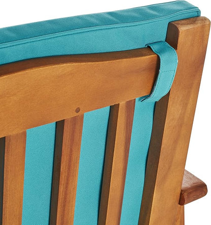 Christopher Knight Home Carolina Outdoor Acacia Wood Sofa Set with Water Resistant Cushions, 4-Pcs Set, Brown Patina / Teal