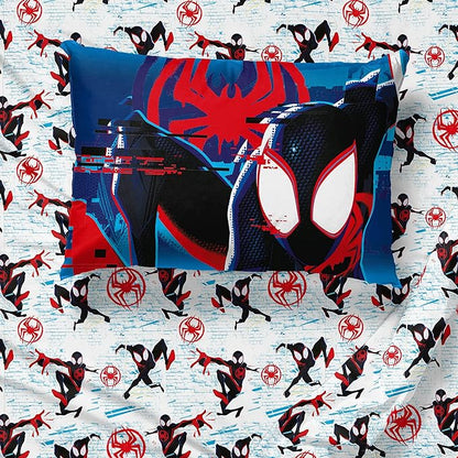 Marvel Spiderman Across The Spider-Verse Glitch 5 Piece Twin Size Bed Set - includes Comforter & Sheet Set Bedding - Super Soft Fade Resistant Microfiber (Official Product)
