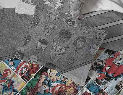 Jay Franco Marvel Comics 80th Anniversary Twin Comforter & Sham Set - Super Soft Kids Reversible Bedding - Fade Resistant Microfiber (Official Marvel Product)