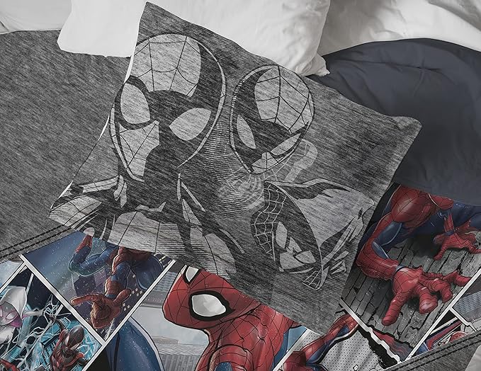 Jay Franco Marvel Spiderman Grunge Queen Comforter & Sham Set - Super Soft Kids Bedding - Fade Resistant Microfiber (Official Marvel Product)