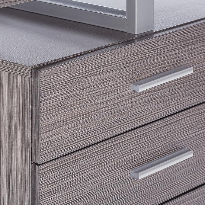 Monarch Specialties Left or Right Facing 47-Inch Modern Home Office Computer Study Writing Desk with Filing Drawer, 48"L, Grey & Silver