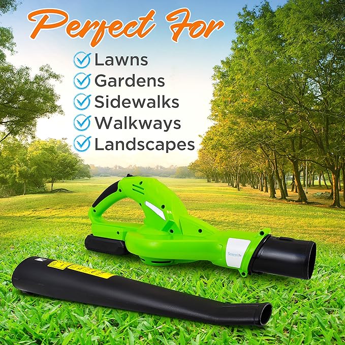 Serenlife Lightweight Cordless Leaf Blower - 18V, 55 MPH Air Speed - Perfect for Decks, Gutter Cleaning, Snow & Small Yards - Rechargeable Battery & Charger Included - Charge Time 4 Hours - Only 5 lbs