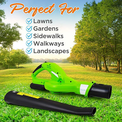 Serenlife Lightweight Cordless Leaf Blower - 18V, 55 MPH Air Speed - Perfect for Decks, Gutter Cleaning, Snow & Small Yards - Rechargeable Battery & Charger Included - Charge Time 4 Hours - Only 5 lbs