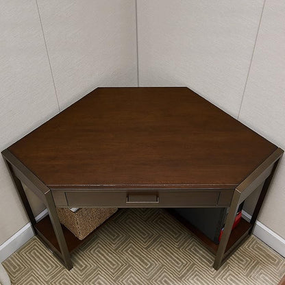 Leick Home Riley Holliday Computer Desk with Dropfront Keyboard Drawer, FURNITURE, Espresso/Gold