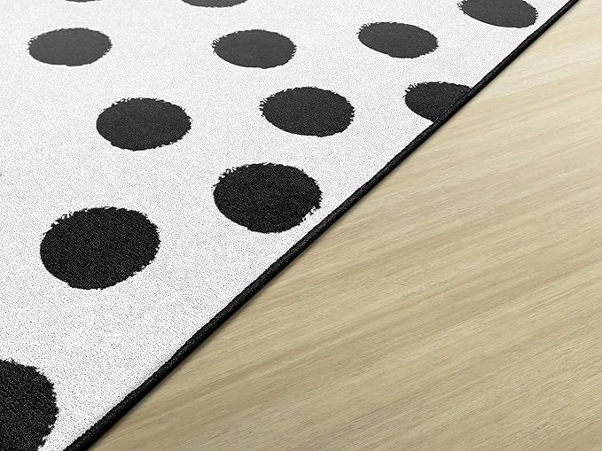 Flagship Carpets Schoolgirl Style Picasso Painted Dots Classroom Area Rug for Indoor Classroom Learning or Kid Bedroom Educational Play Mat, 7'6"x12', White