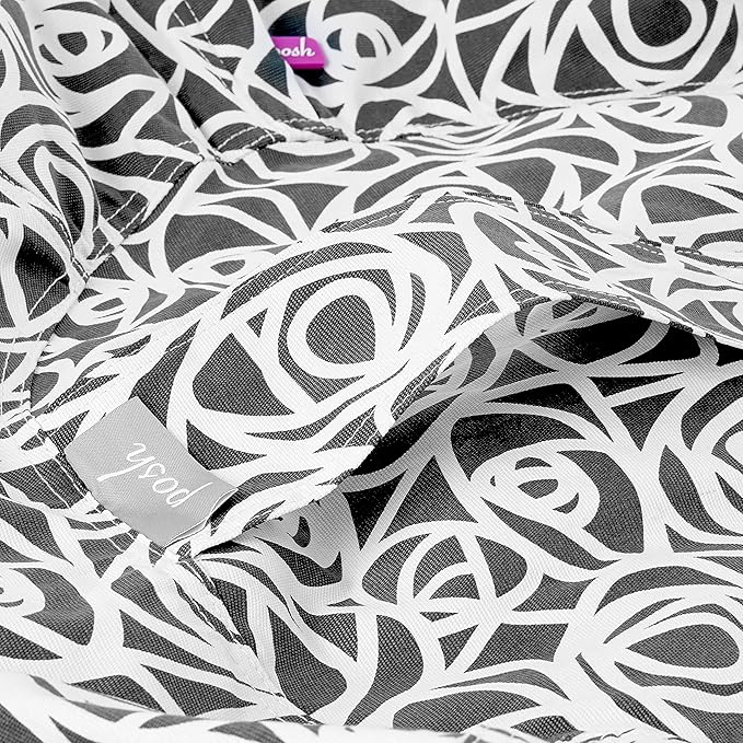 Posh Creations Bean Bag Chair for Kids, Teens, and Adults Includes Removable and Machine Washable Cover, 38in - Large, Canvas Roses Gray