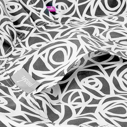 Posh Creations Bean Bag Chair for Kids, Teens, and Adults Includes Removable and Machine Washable Cover, 38in - Large, Canvas Roses Gray