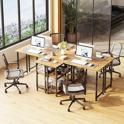 COTUBLR L Shaped Computer Desk, 47 Inch Small Corner Desk with Storage Shelves, Computer Desk Table Laptop Table Writing Desk Study Table for Home Office Workstation Small Spaces (Rustic Brown)