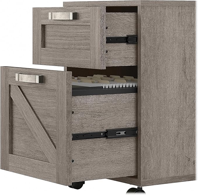 Bush Furniture Knoxville 2 Drawer Mobile File Cabinet, Rolling Document Storage for Home Office, Restored Gray