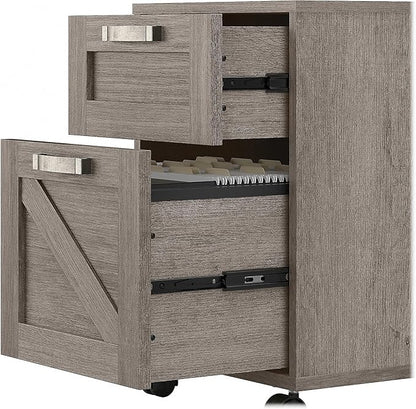 Bush Furniture Knoxville 2 Drawer Mobile File Cabinet, Rolling Document Storage for Home Office, Restored Gray