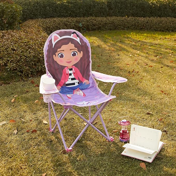 Idea Nuova Kids Indoor-Outdoor Folding Camp Chair, Gabbys Dollhouse